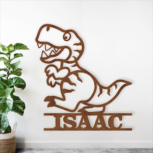 T Rex Dinosaur Name Sign: Kids room Laser Cut personalized decor (Digital Download)