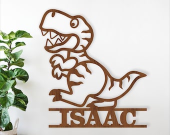 T Rex Dinosaur Name Sign: Kids room Laser Cut personalized decor (Digital Download)