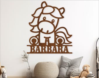 Horse Name Sign SVG,  Laser Cut File Personalized Animal Nursery Decor (Digital download)