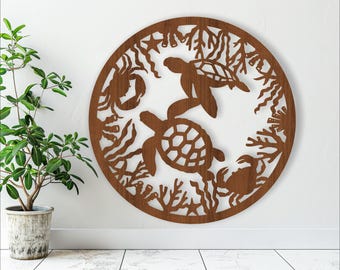 Turtle Wall Art: Ocean Theme Laser Cut File (Digital Download)