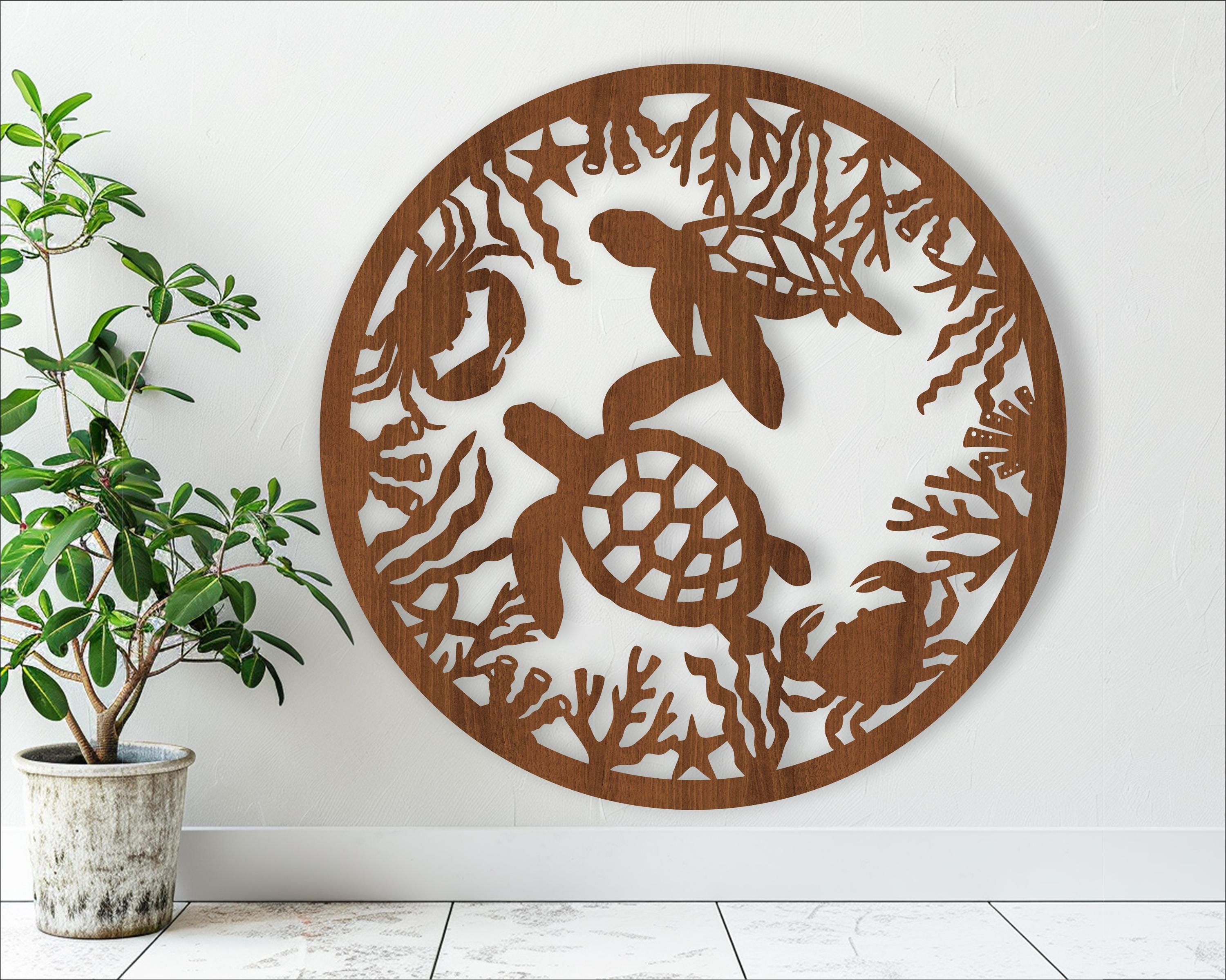 Turtle wall art, SVG file. vector file ai, cdr, dxf instant download digital design, laser cut, wall art Ocean theme