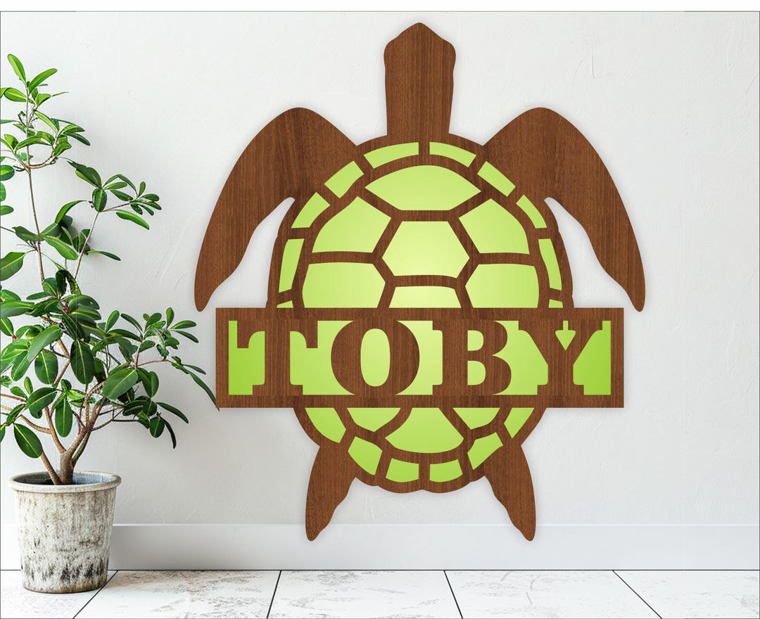 Turtle Name Sign SVG Building Theme Laser Cut Template, Door or Wall ...