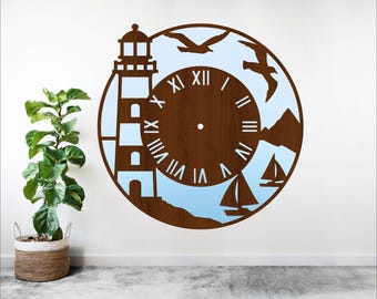 Lighthouse Nautical Clock Design: Laser Cut SVG File (Digital Download)