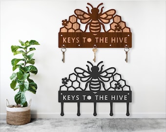 Bee Key Holder Laser Cut Files: Wood & Metal (Digital Download