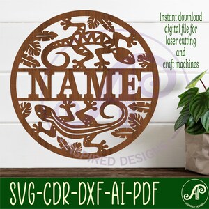 Geckos Name Sign SVG, Nature Themed Door or Wall Hanger, Laser Cut ...