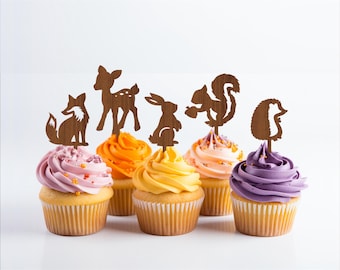 Woodland Animals Cupcake Toppers: Laser Cut SVG Template (Digital Download)