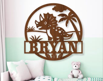 Triceratops Nursery Name Sign: Laser Cut Dino Decor (Digital Download)