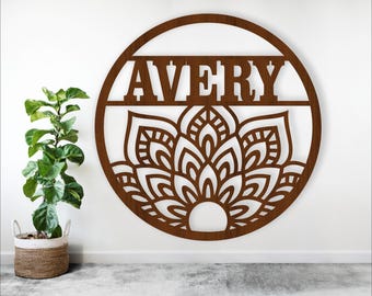 Mandala Name Sign laser cut SVG: Personalized Wall Art (Digital Download)