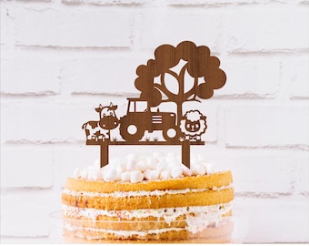 Farm Scene Cake Topper: Laser Cut SVG Template (Digital Download)