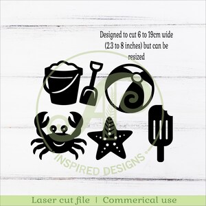 Beach Silhouette SVG Bundle, Summer Laser Cut Files, 30 Beach Icons (Digital Download) image 6