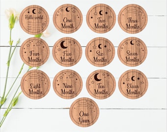 Moon & Stars Baby Milestone Discs SVG: Laser Cut Nursery Bundle (Digital Download)