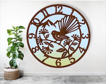 Fantail Bird Clock SVG: Laser Cut Wall Clock Designs (Digital Download)