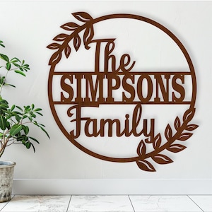 Placa de parede com nome de família, SVG, porta com tema de família ou cabide de parede, modelo cortado a laser, download instantâneo Arquivo vetorial Ai, Cdr, Dxf