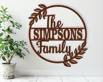 Family Name Sign SVG: Laser Cut Wall Decor Template (Digital Download)