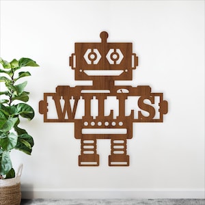 Roboter Name Zeichen SVG Laser geschnitten, Roboter Thema personalisierte Dekoration (digitaler Download)