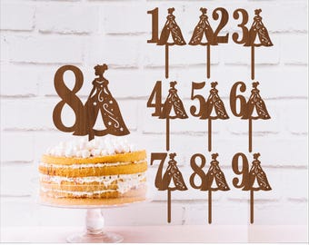 Princess Number Cake Topper SVG Bundle (Digital Download)