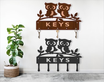 Owl Key Holder Laser Cut File: Wood & Metal Designs (Digital Download)