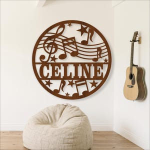 Personalized Music Name Sign, Music Lover Gift Wall Decor for Laser Cutting