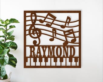 Music Name Signs – SVG Laser Cut Personalized Musical theme design (Digital Download)