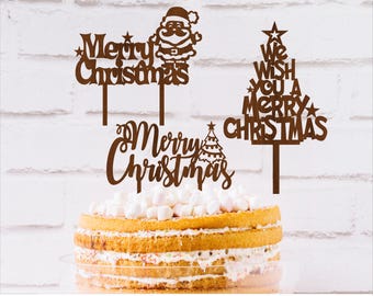 Christmas Cake Topper SVG Laser Cut Files: 3 Designs (Digital Download)