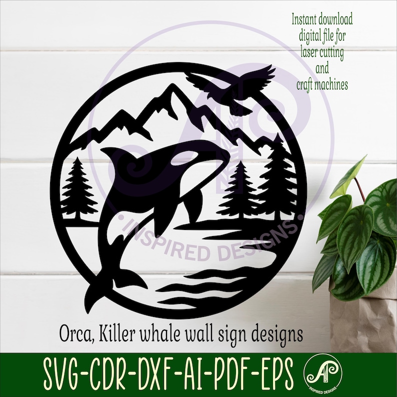 Orca Coastal Whale Wall Signs : Laser Cut Killer Whale Theme Home Decor ...