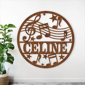 Musik Namen Zeichen SVG: Personalisiertes Laser Cut Wandschild (digitaler Download)