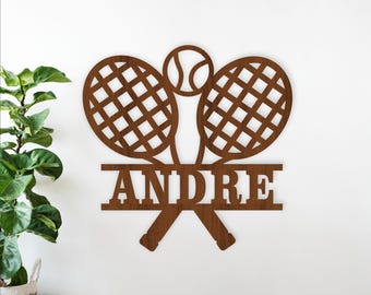 Tennis Name Sign SVG - Sports Theme Personalized Laser Cut Template (Digital Download)