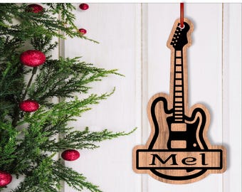 Electric Guitar Christmas Ornament SVG Laser Cut Template (Digital Download)