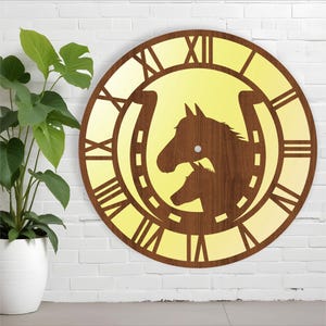 Hufeisen Wanduhr Laserschnitt Dateien, SVG-Datei vektor, ai, cdr, dxf, sofort download, digitales design, schnittdatei vorlage
