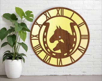 Horse shoe wall clock laser cut files SVG (Digital Download)