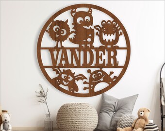 Monster Name Sign: Nursery Decor Laser Cut Template (Digital Download)