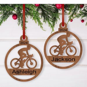 Radfahrer Weihnachtsschmuck SVG Laser geschnitten, sofort-Download Pdf, Dxf, Ai und Cdr Vorlage.