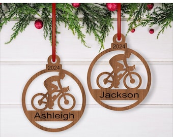 Cyclist Christmas Ornaments SVG laser cut, instant download Pdf, Dxf, Ai and Cdr template.