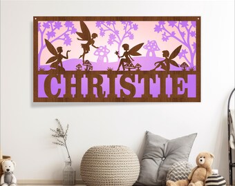 Fairy Name Sign: Laser Cut 3-Layer Wall Decor (Digital Download)