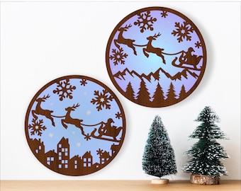 Santa Sleigh Wall Art: Christmas Laser Cut File (Digital Download)