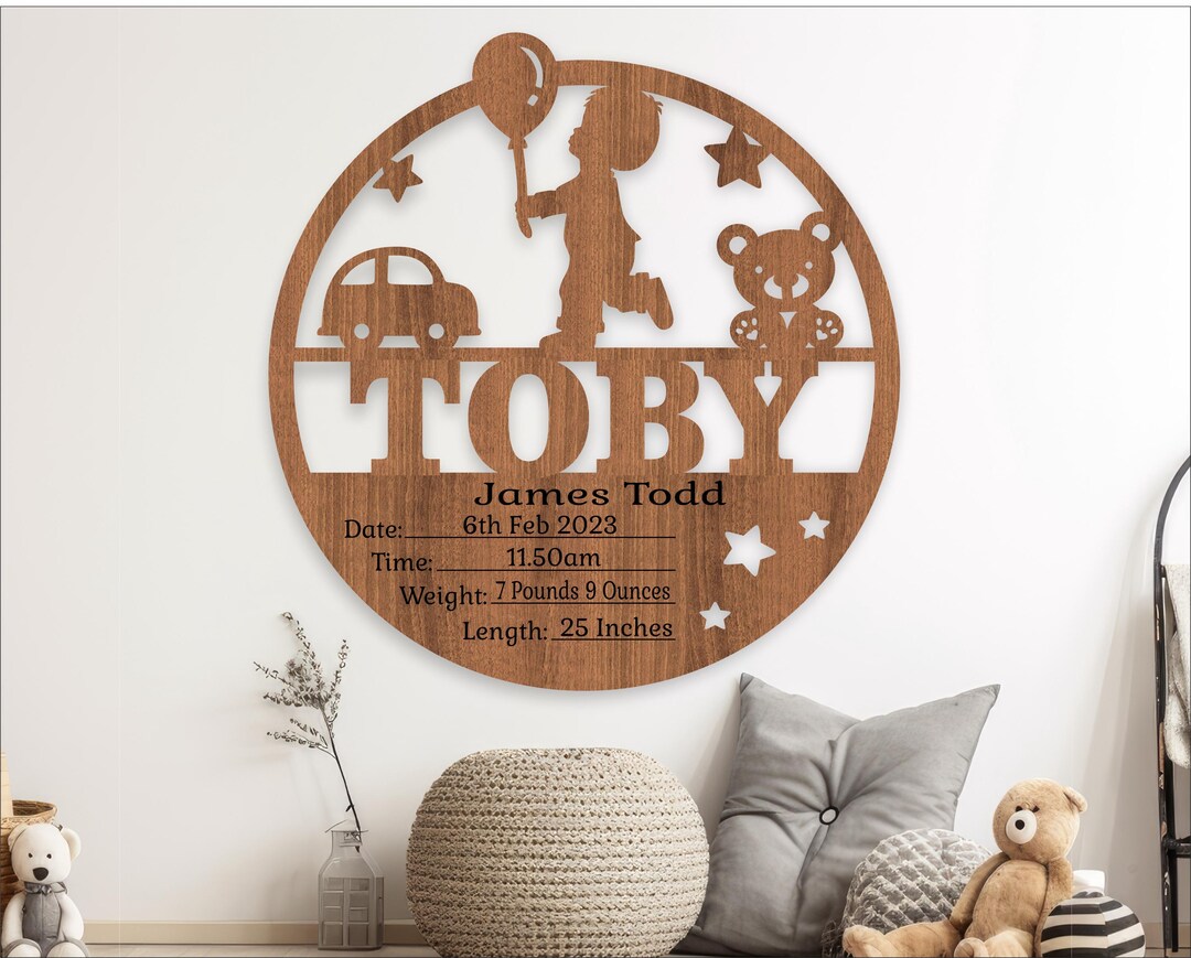 Baby Stats Birth Plaque Template: Laser Cut Newborn Name Sign (digital ...
