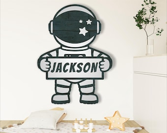 Astronaut Name Sign SVG - Laser Cut Space Theme Personalized Decor (Digital Download)