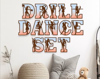 Drill Dancer Alphabet letter name sign - Laser cut  Vector Cowgirl Dancers (Digital Download)