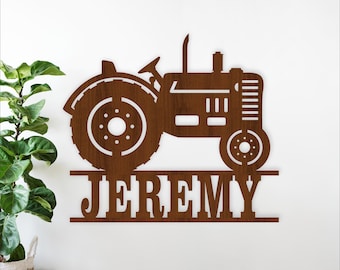 Tractor Name Sign SVG - Farm Theme Personalized Laser Cut Wall Art (Digital Download)
