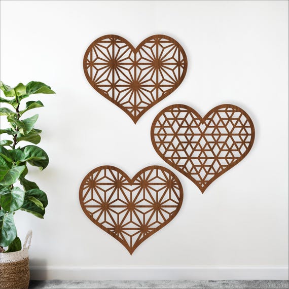 Kumiko Heart Wall Art Bundle SVG – Japanese Pattern Laser Cut