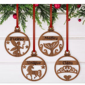 Fairy, Mermaid, Unicorn, Tiara Christmas Ornaments SVG Laser Cut Template (Digital Download)