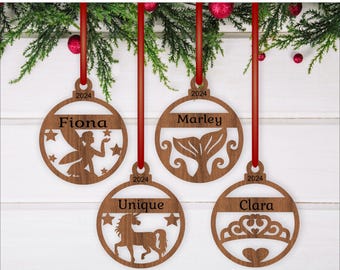 Fairy, Mermaid, Unicorn, Tiara Christmas Ornaments SVG Laser Cut Template (Digital Download)