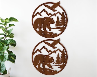 Bear Mountain Scene SVG | Wildlife Laser Cut Files (Digital Download)