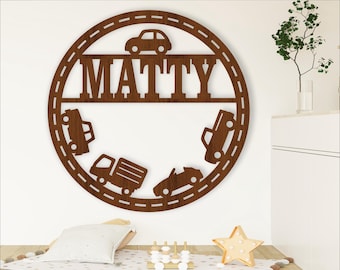 Cars Name Sign SVG: Vehicle Themed Wall Decor (Digital Download)