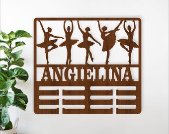 Ballet Medal Holder SVG Personalized Medal Display Ballerina Medals Rack Laser Cut (Digital Download)