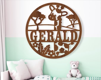 Giraffe Name Sign: Laser Cut Nursery Decor (Digital Download)