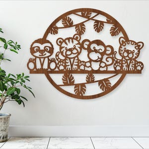 Arte de parede de animais da selva, arquivo SVG. arquivo vetorial ai, cdr, dxf download instantâneo design digital, corte a laser, tema animal de arte de parede