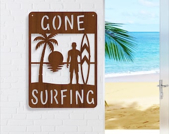 Gone Surfing wall sign laser cut SVG file - Surfer wall decor (digital download)