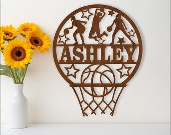 Basketball Female Name Sign: Laser Cut SVG Template (Digital Download)