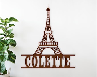 Eiffel Tower Name Sign SVG,  Paris Theme Laser Cut Template (Digital Download)